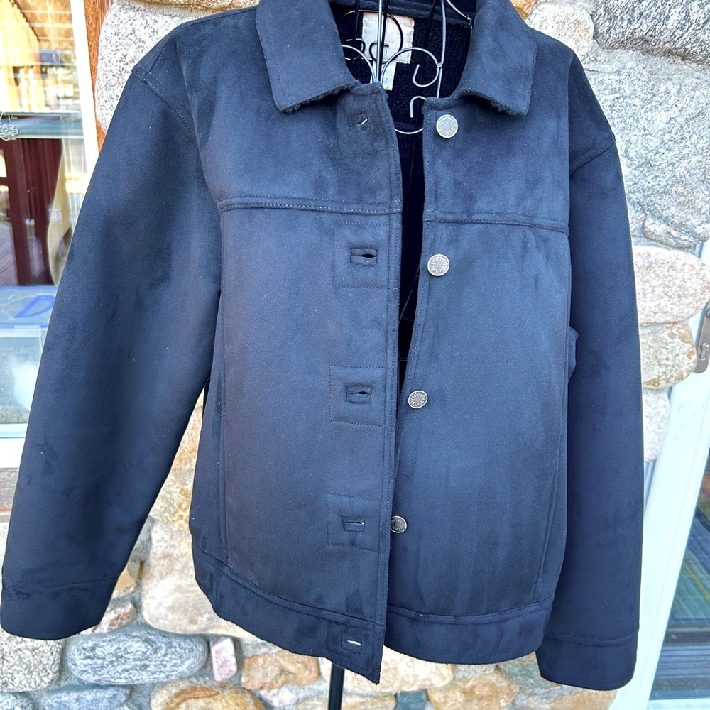 J.Jill Faux Leather Jacket, women’s size Large, Black